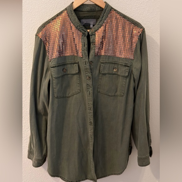 Anthropologie Sequin Button Down - Picture 1 of 3